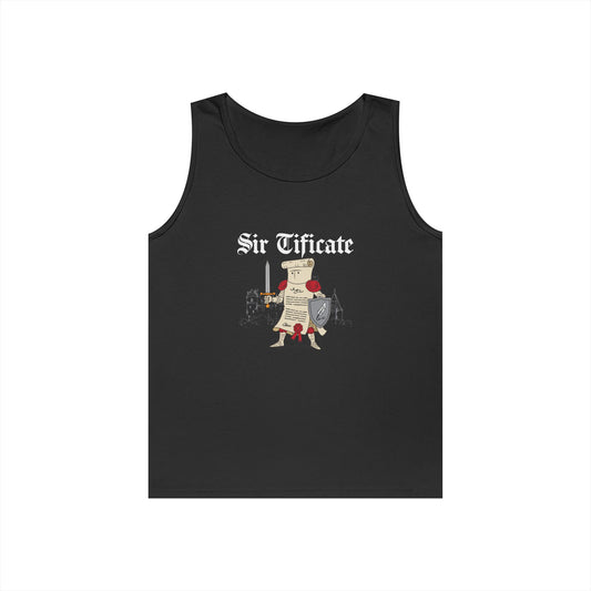 certificate wearing armor sir tificate pun funny medieval tank top design