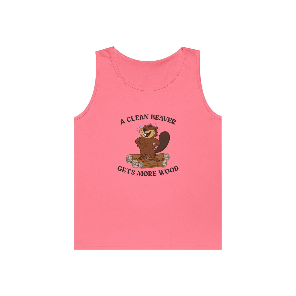 beaver standing on wood pile funny a clean beaver gets more wood adult pun tank top design