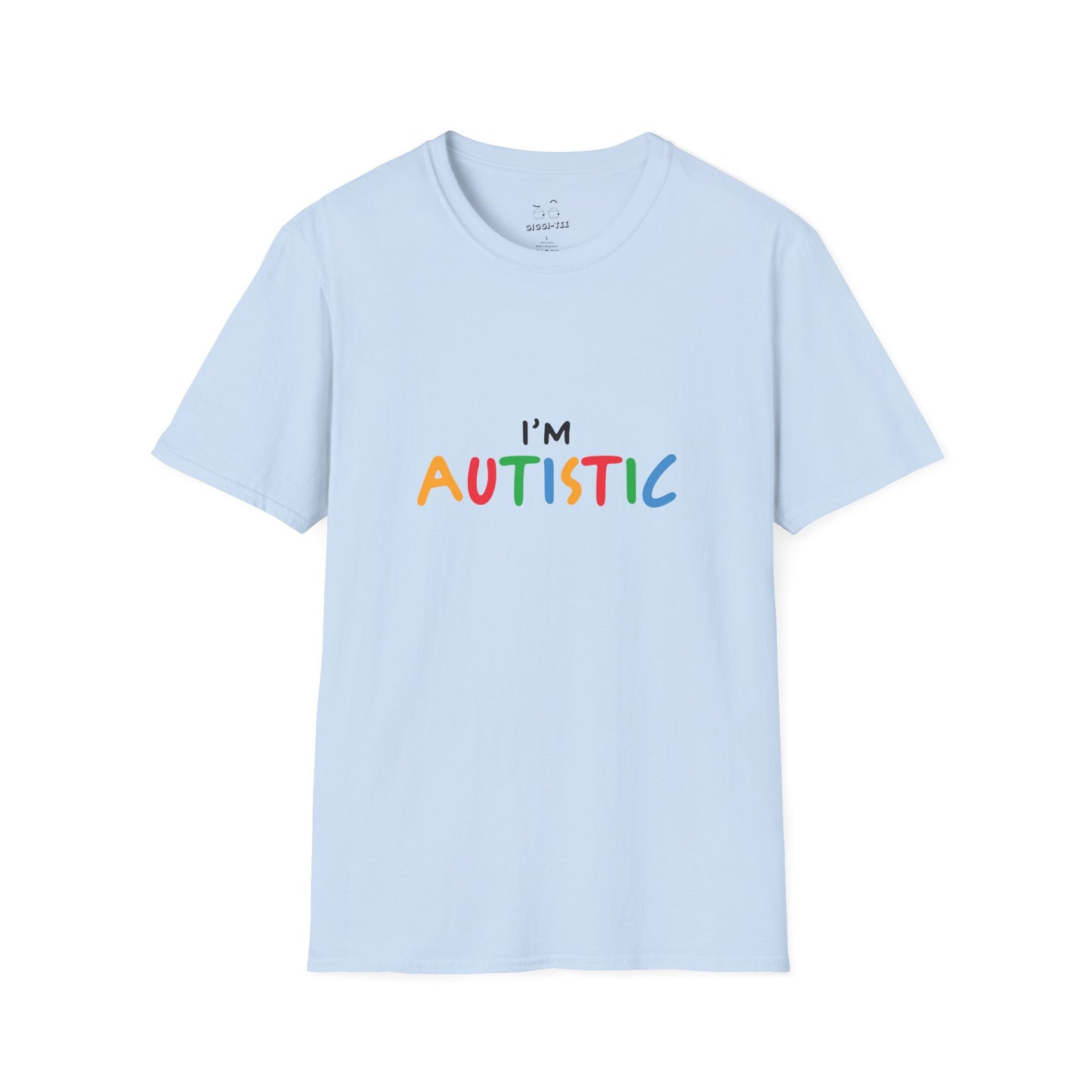 "I'm Autistic" funny statement shirt from a matching couple t-shirt set.