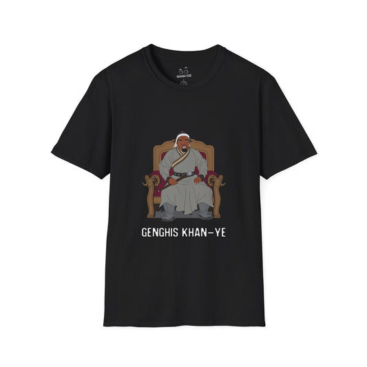 Genghis Khan Ye: Parody shirt illustration of Ye dressed as Genghis Khan in Mongolian armor. Funny hip hop culture pun.