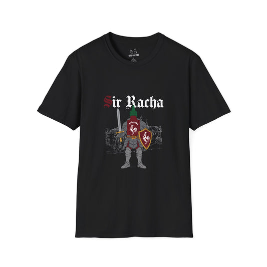 Sir Racha funny sriracha hot sauce bottle in medieval knight armor shirt
