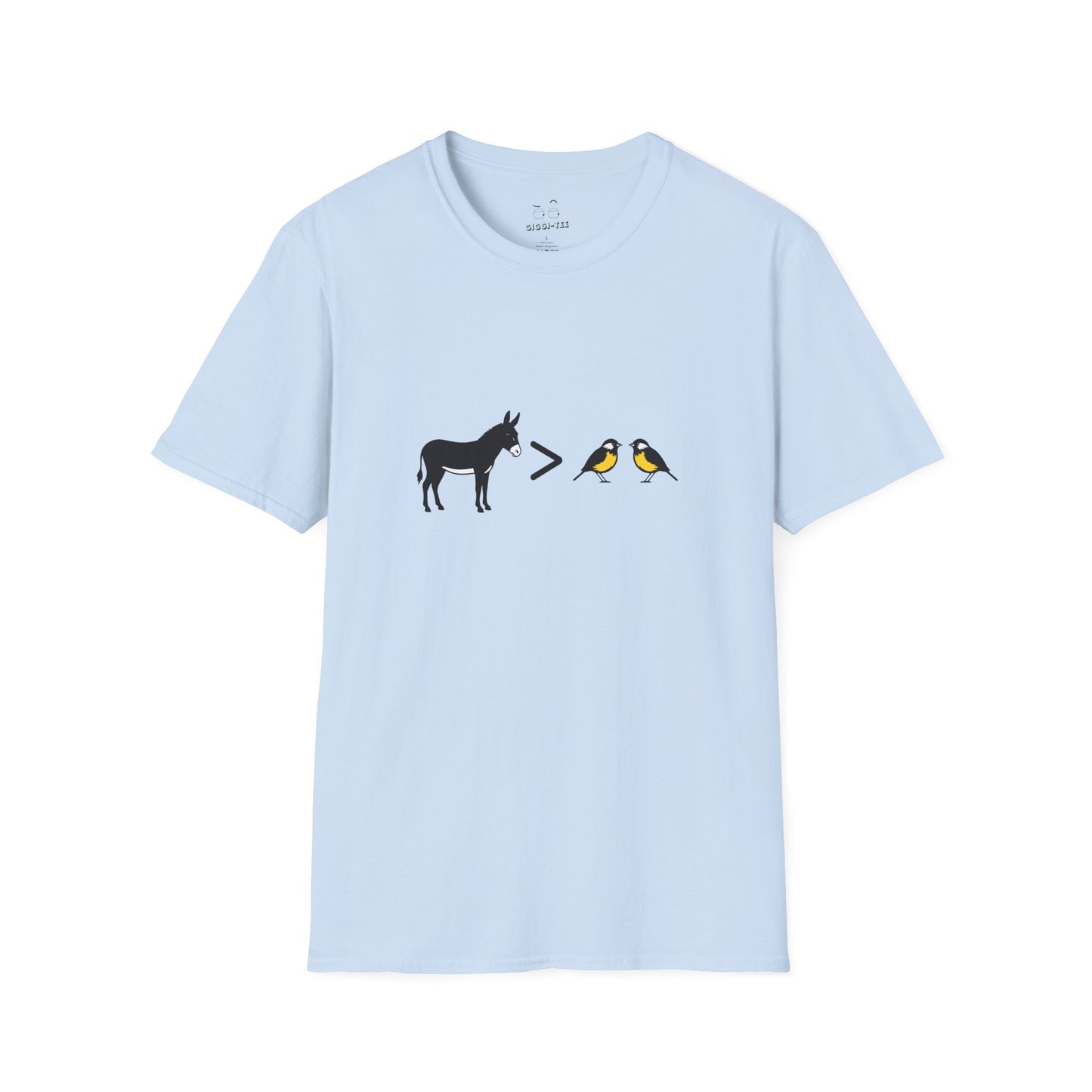 Ass greater than tits funny donkey and bird pun shirt design
