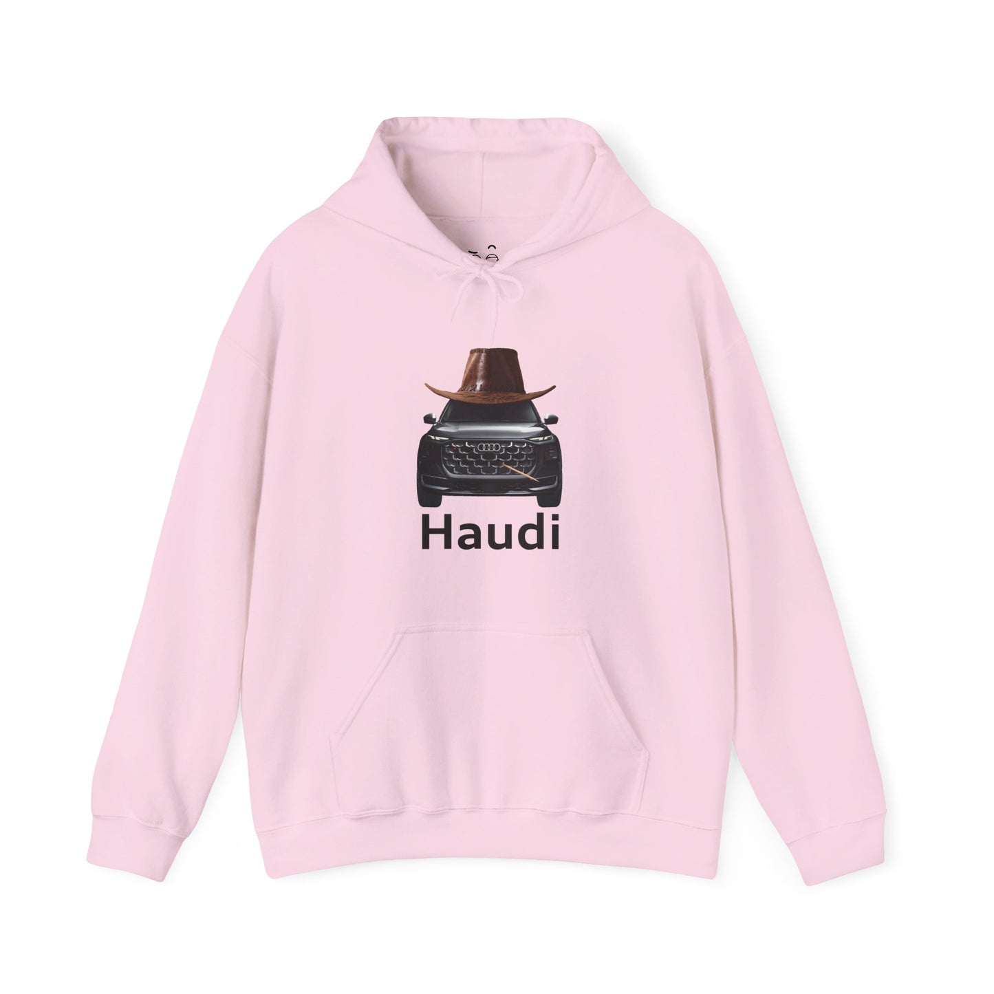 Haudi funny car hoodie with an Audi wearing a cowboy hat and toothpick