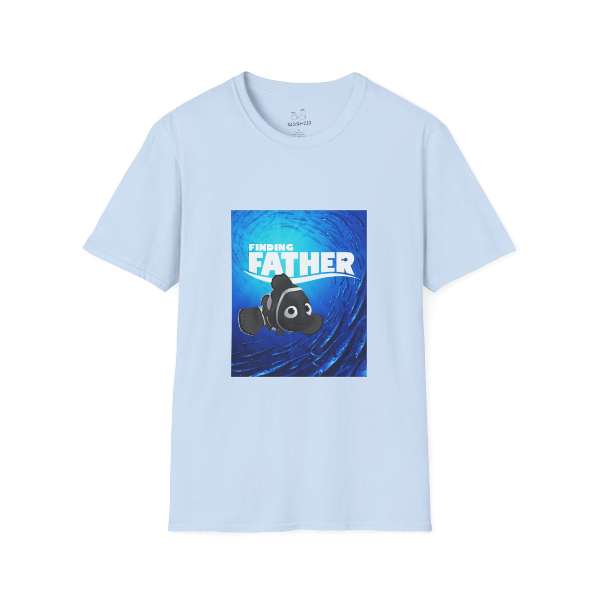 Shirt with a black clownfish parodying Nemo from Finding Nemo, used for the “Finding Father” humorous design.