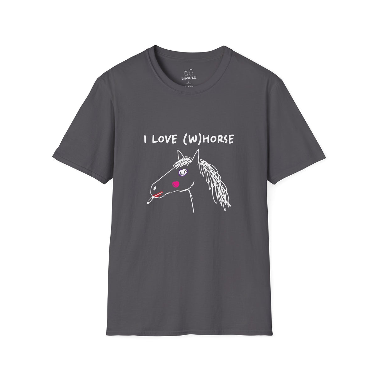I Love (W)Horse funny hand-drawn horse smoking cigarette with makeup shirt
