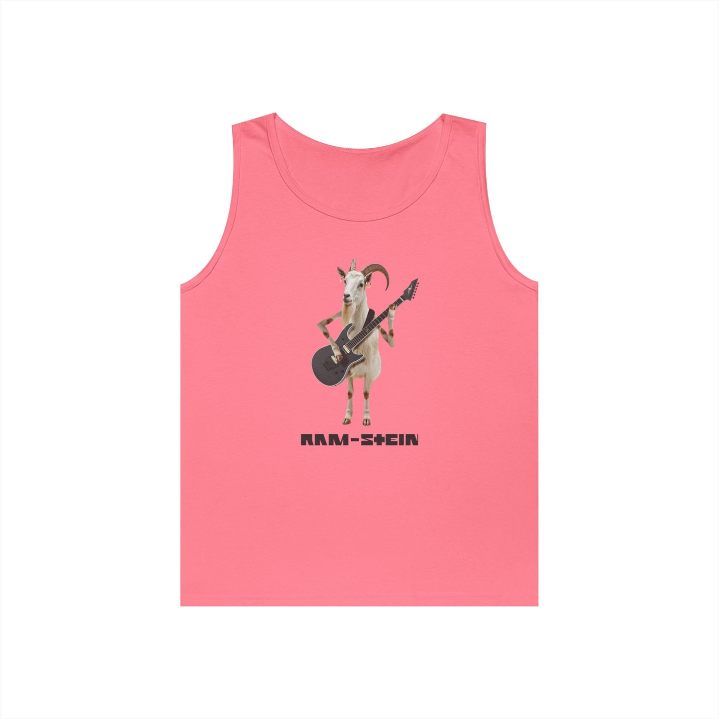 rammstein parody ram holding guitar funny tank top design