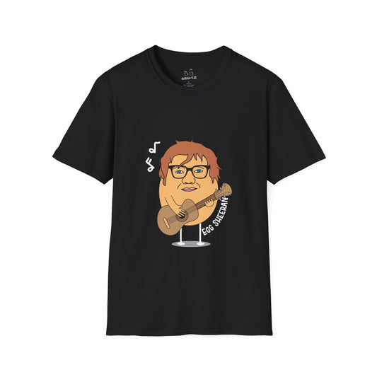 T-shirt showing a ginger-haired egg holding an acoustic guitar, a pun on musician Ed Sheeran.