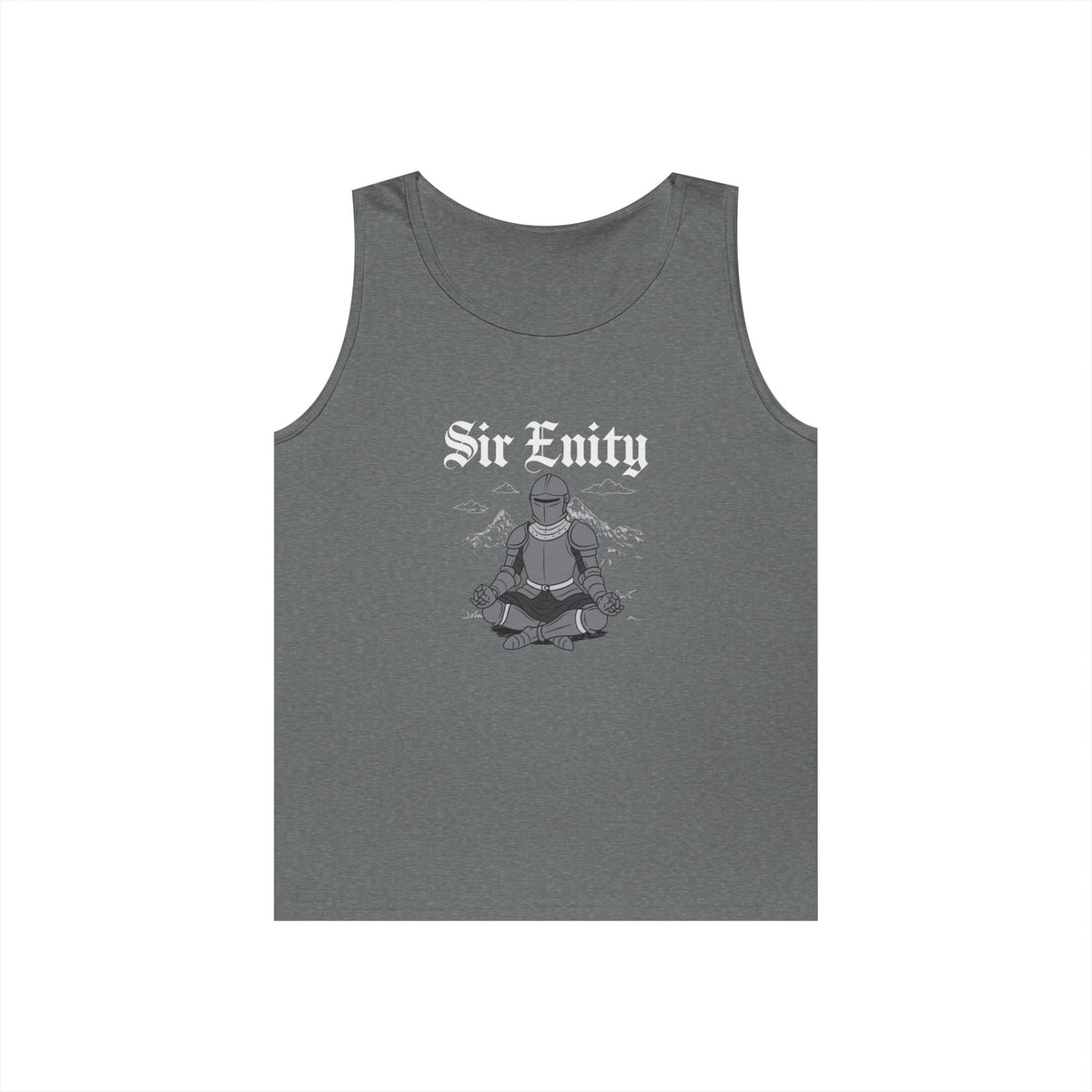 meditating knight in armor sir enity serenity pun tank top design