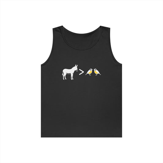 Ass greater than tits donkey and bird funny tank top design