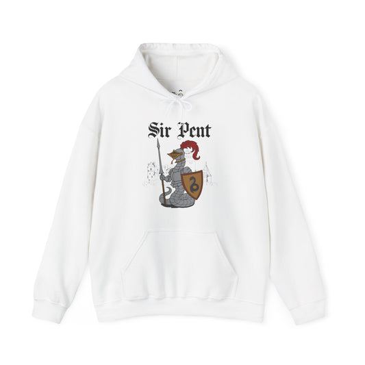 Sir Pent fantasy hoodie featuring a serpent wearing medieval knight armor