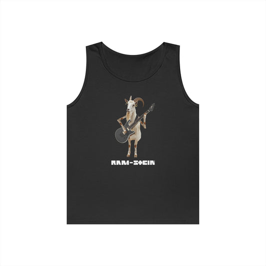 rammstein parody ram holding guitar funny tank top design