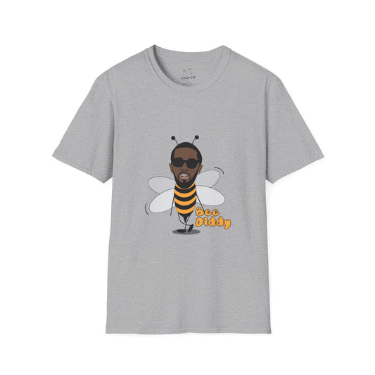 Funny parody of rapper P. Diddy illustrated as a bee, playful pun design on a t-shirt.