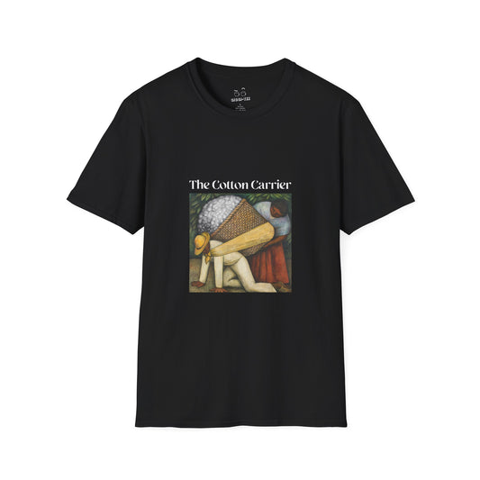 The Cotton Carrier shirt featuring a parody of The Flower Carrier painting with cotton in the basket