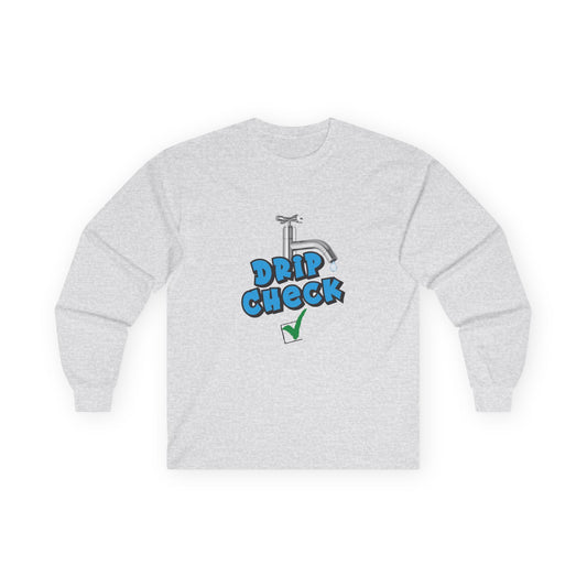 Water tap dripping like your outfit should — Gen Z rizz-core funny t-shirt with literal “drip check” visual