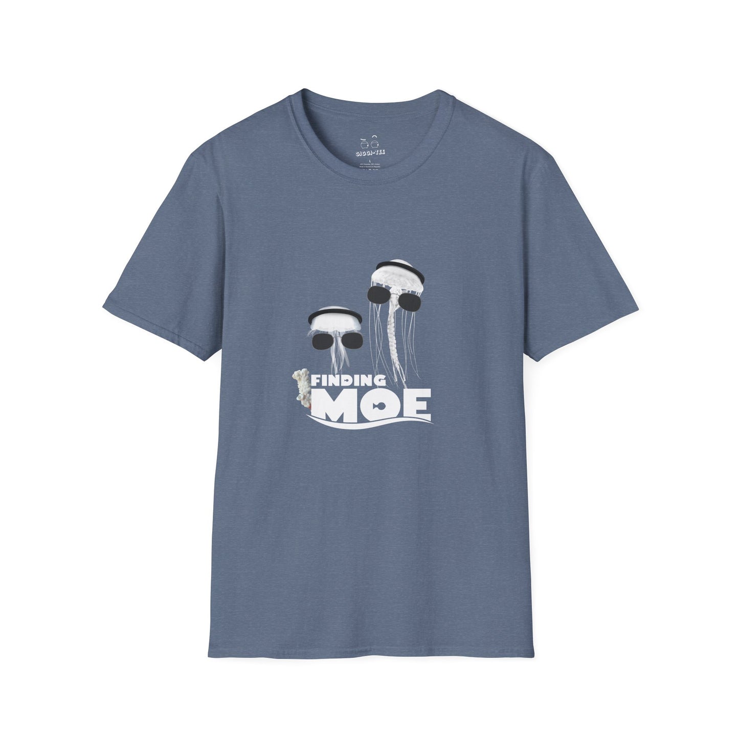Finding Moe t-shirt parody of Finding Nemo with two jellyfish, one in agal and one in sunglasses, Gulf culture humor shirt.
