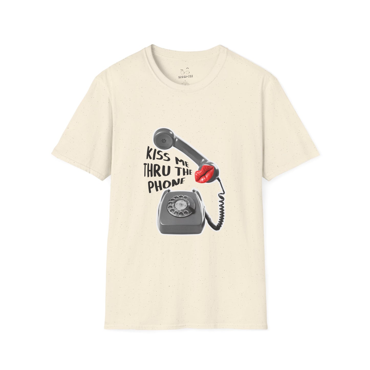 Kiss Me Thru the Phone t-shirt with rotary phone and lips, Soulja Boy inspired shirt, funny music parody tee.