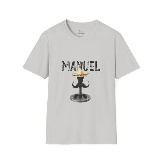 A manual transmission wearing a sombrero with a large Mexican mustache, cartoon-style automotive humor