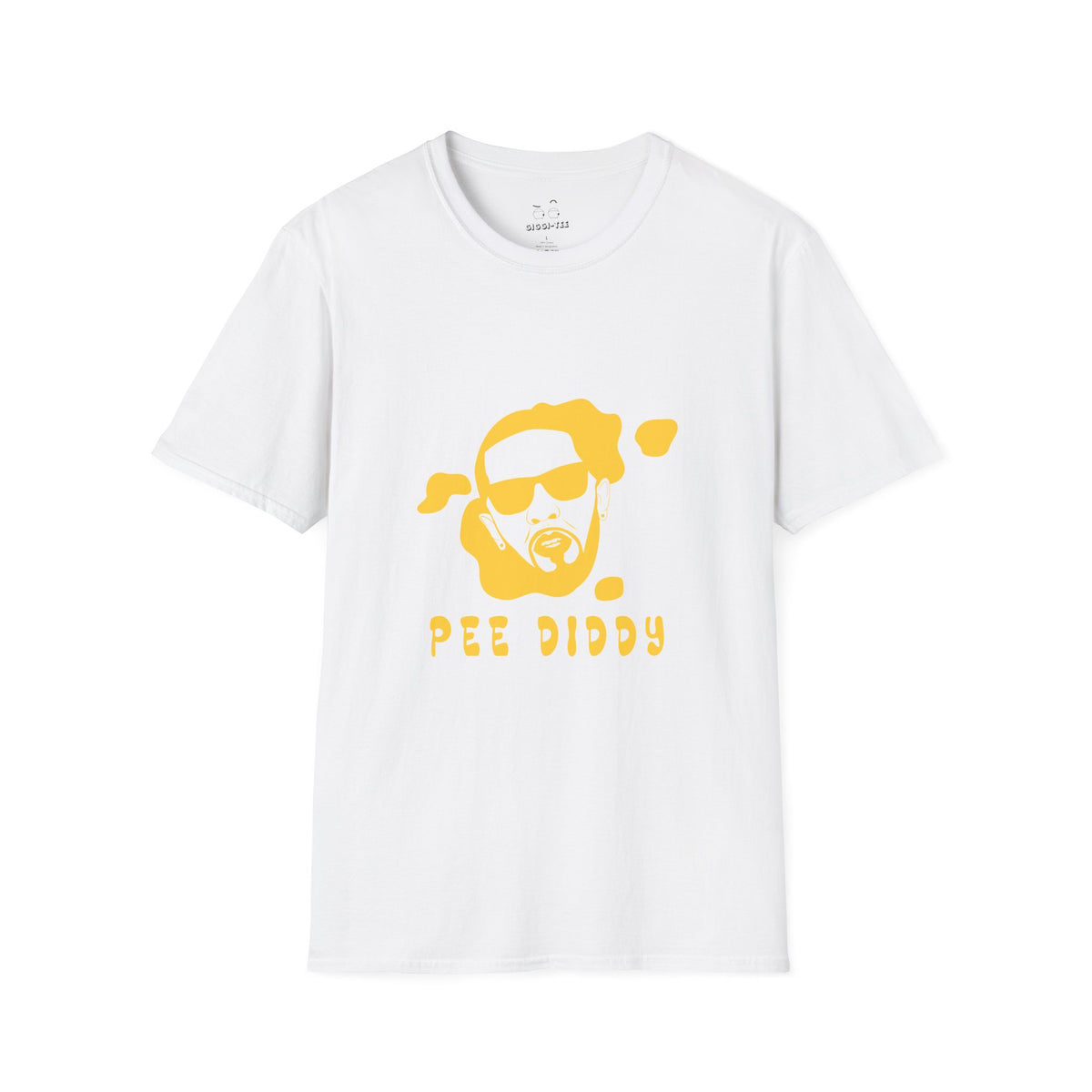 Parody design of rapper P. Diddy reimagined as a yellow pee stain, humorous visual pun.