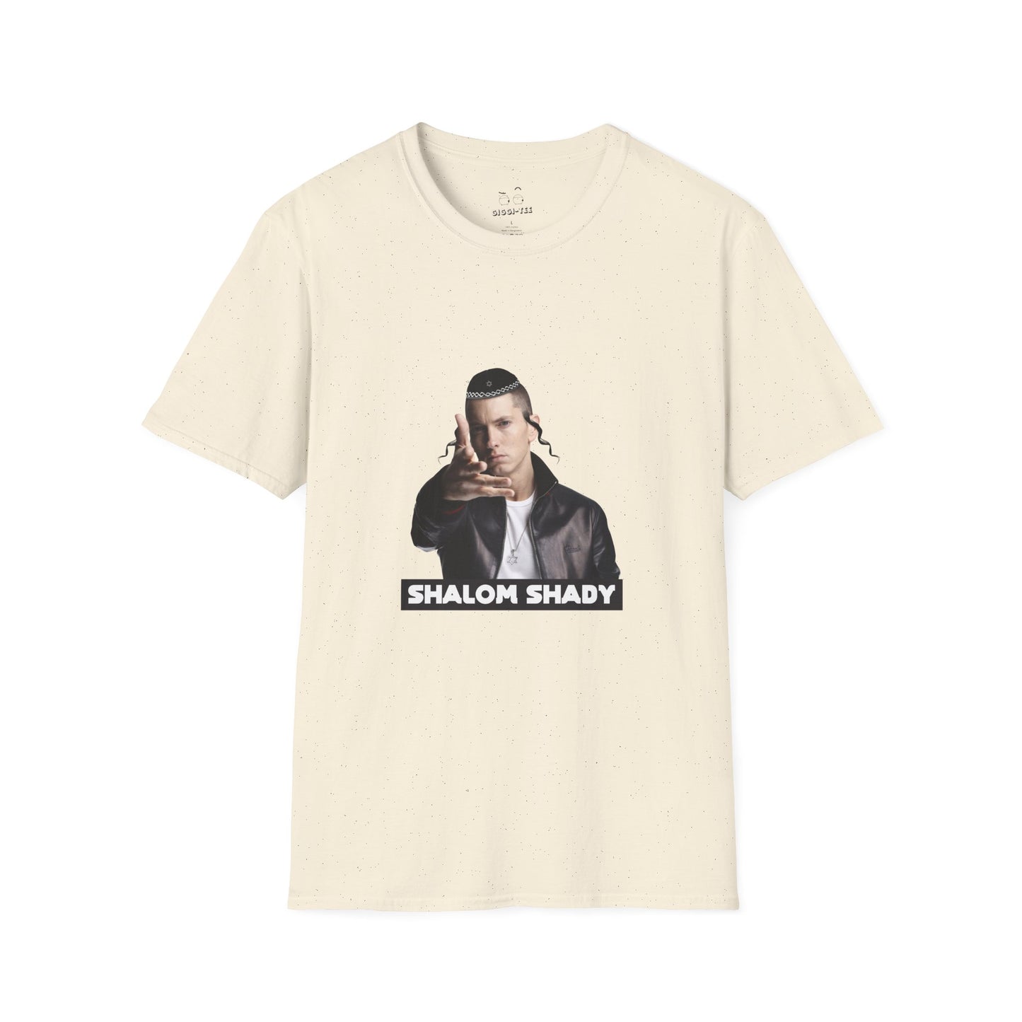 Illustration of Eminem parody titled “Shalom Shady,” featuring Slim Shady wearing a kippa, payot, and a Star of David necklace.