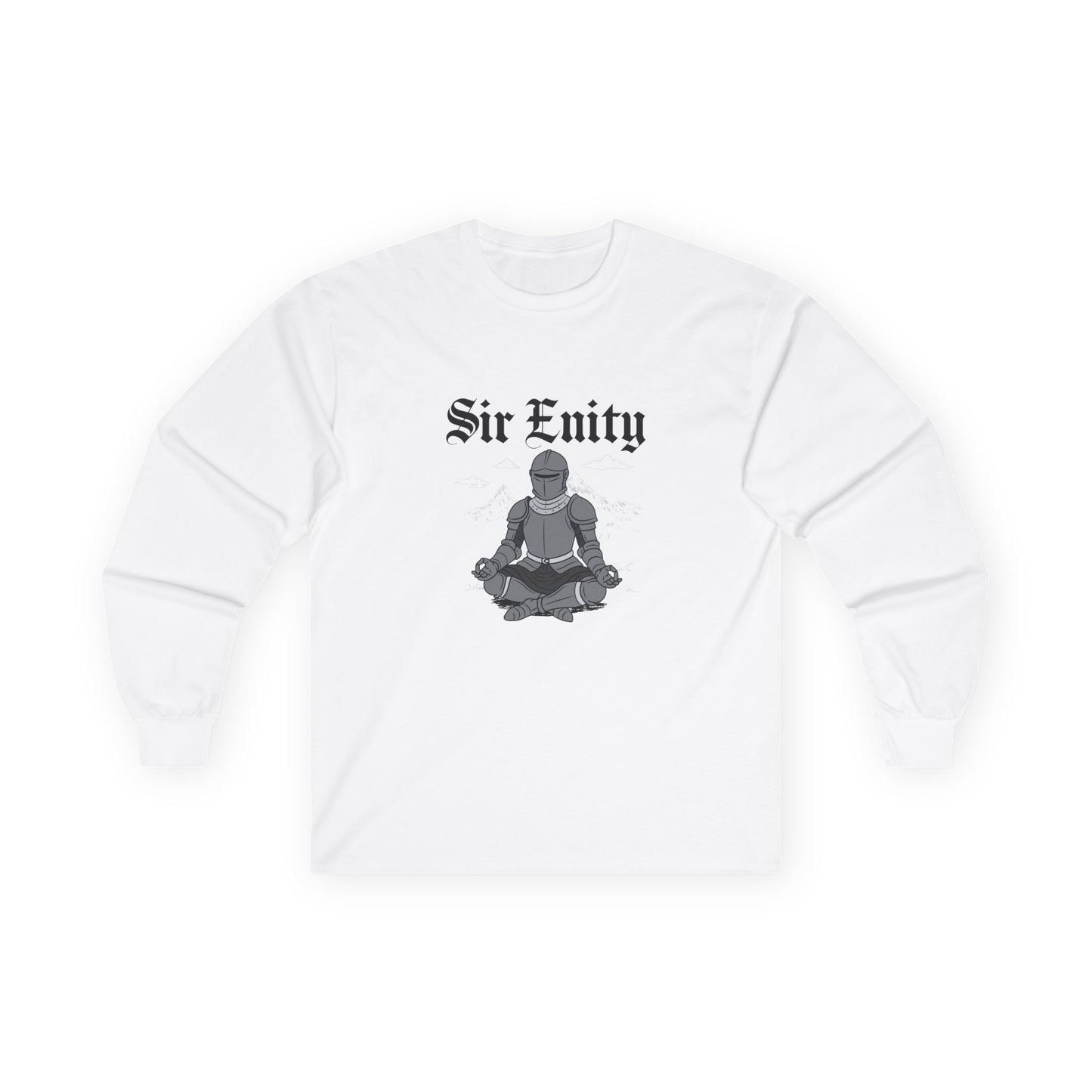 Sir Enity knight meditating in full armor, serene meditation pose symbolizing inner peace and mindfulness