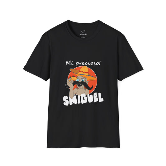 Illustration of Sméagol reimagined as a Mexican character called "Smiguel," wearing a sombrero, clutching a taco instead of the One Ring, with the phrase “mi precioso” in stylized lettering.
