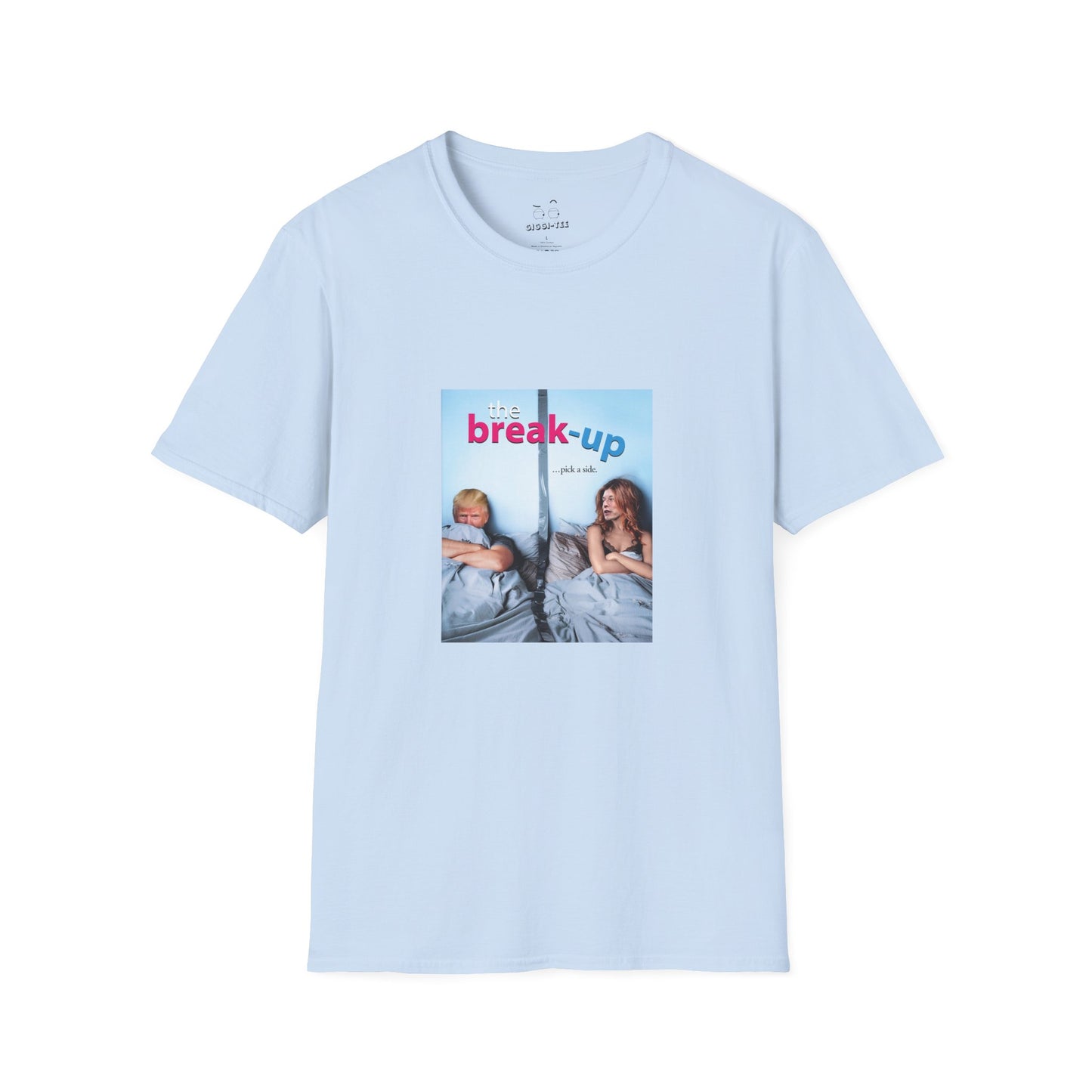funny political breakup t-shirt with satirical twist, parody of The Break-Up movie poster featuring Donald Trump and Elon Musk