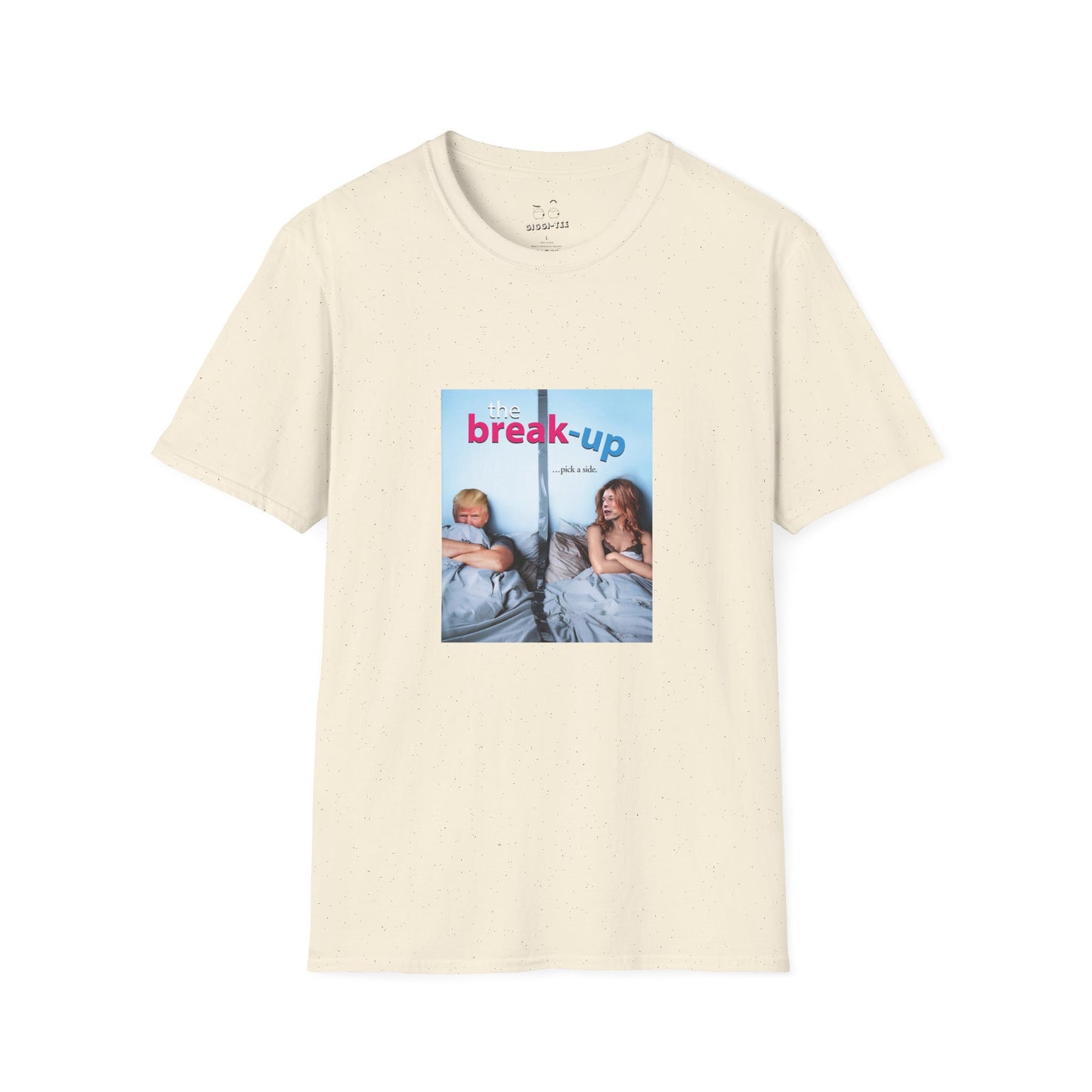 funny political breakup t-shirt with satirical twist, parody of The Break-Up movie poster featuring Donald Trump and Elon Musk