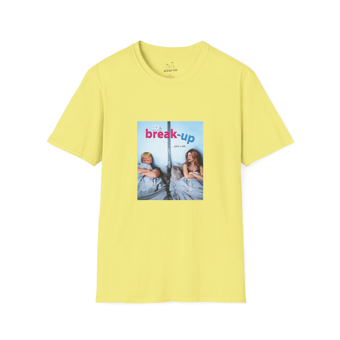 funny political breakup t-shirt with satirical twist, parody of The Break-Up movie poster featuring Donald Trump and Elon Musk