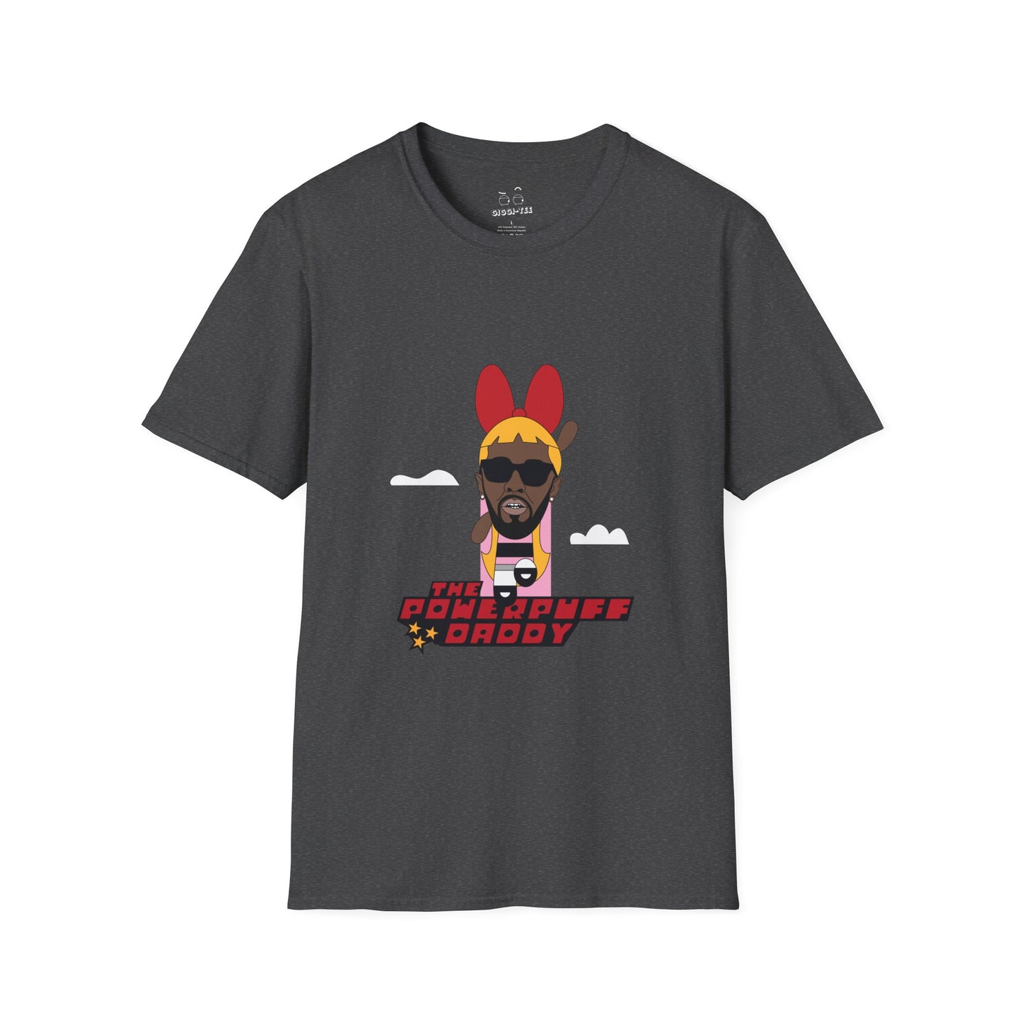 Powerpuff Daddy t-shirt parody of Puff Daddy in Powerpuff Girls style, Blossom edition, funny hip-hop cartoon shirt.