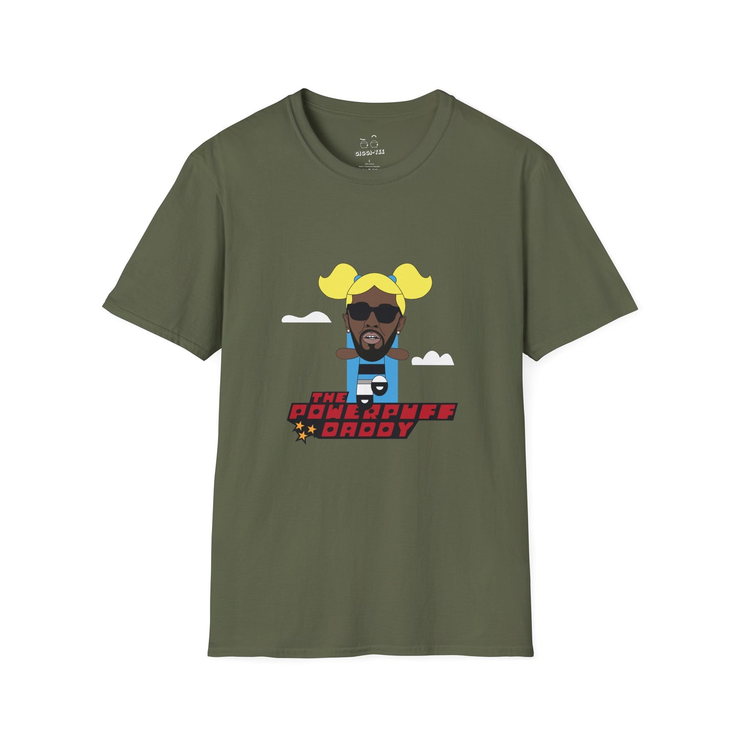 Powerpuff Daddy t-shirt parody of Puff Daddy in Powerpuff Girls style, Blossom edition, funny hip-hop cartoon shirt.