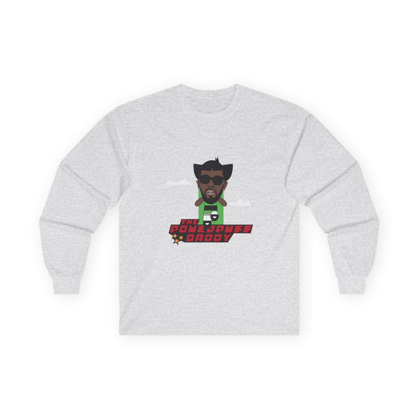 Powerpuff Daddy t-shirt parody of Puff Daddy in Powerpuff Girls style, Buttercup edition, funny hip-hop cartoon shirt.