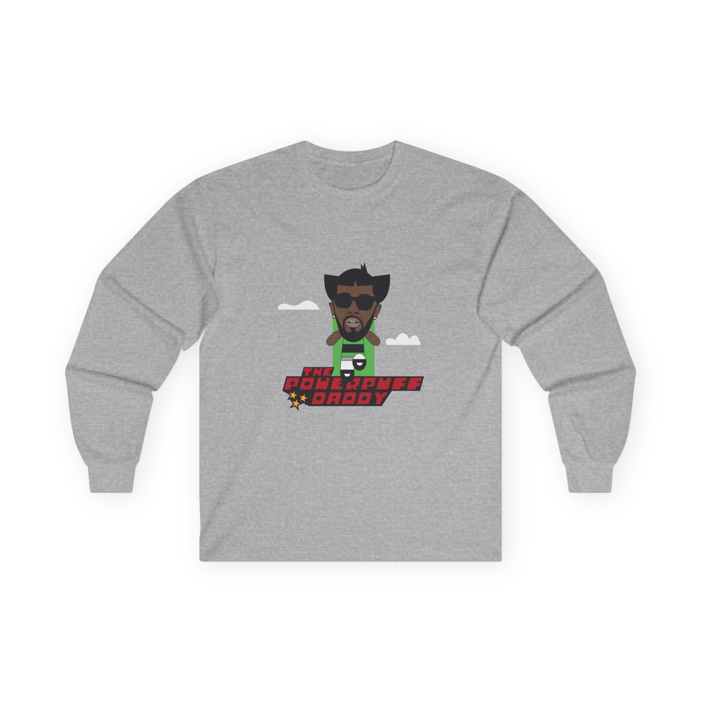 Powerpuff Daddy t-shirt parody of Puff Daddy in Powerpuff Girls style, Buttercup edition, funny hip-hop cartoon shirt.
