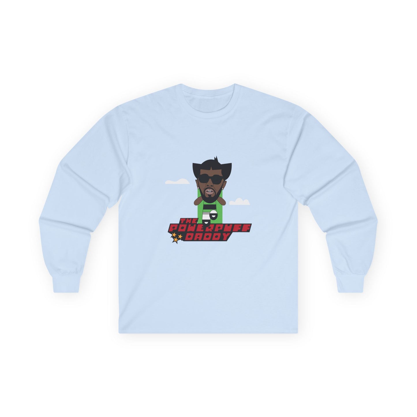 Powerpuff Daddy t-shirt parody of Puff Daddy in Powerpuff Girls style, Buttercup edition, funny hip-hop cartoon shirt.