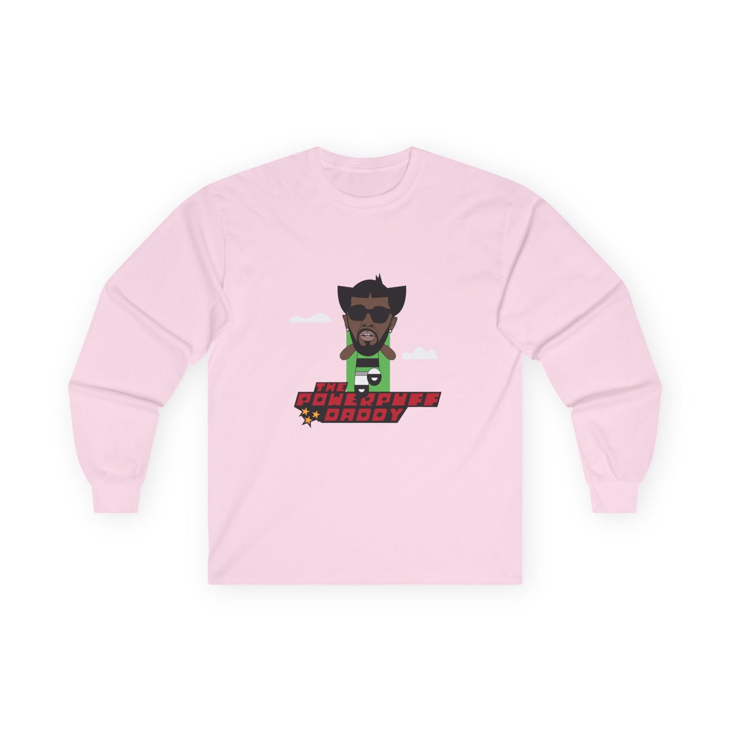 Powerpuff Daddy t-shirt parody of Puff Daddy in Powerpuff Girls style, Buttercup edition, funny hip-hop cartoon shirt.