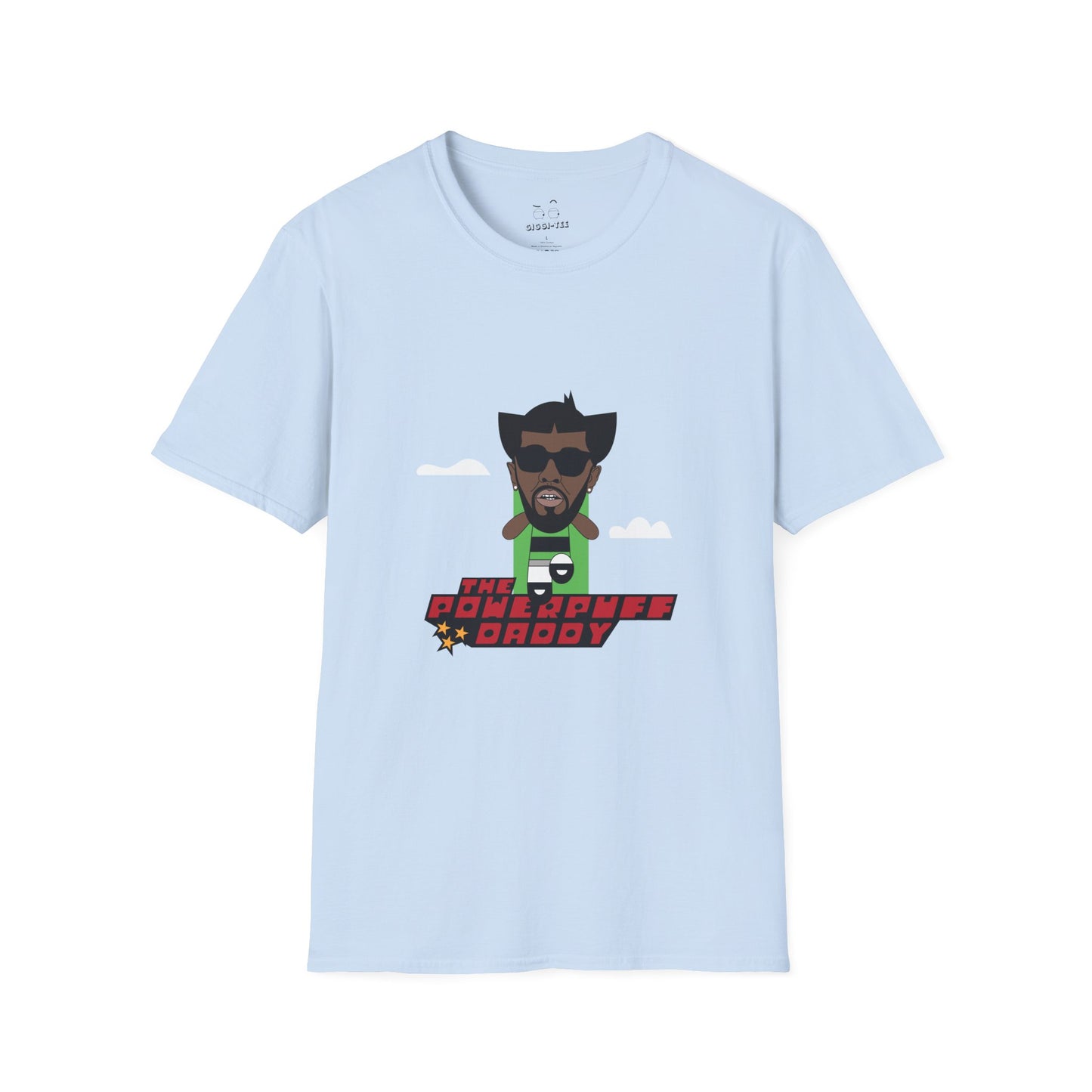 Powerpuff Daddy t-shirt parody of Puff Daddy in Powerpuff Girls style, Buttercup edition, funny hip-hop cartoon shirt.