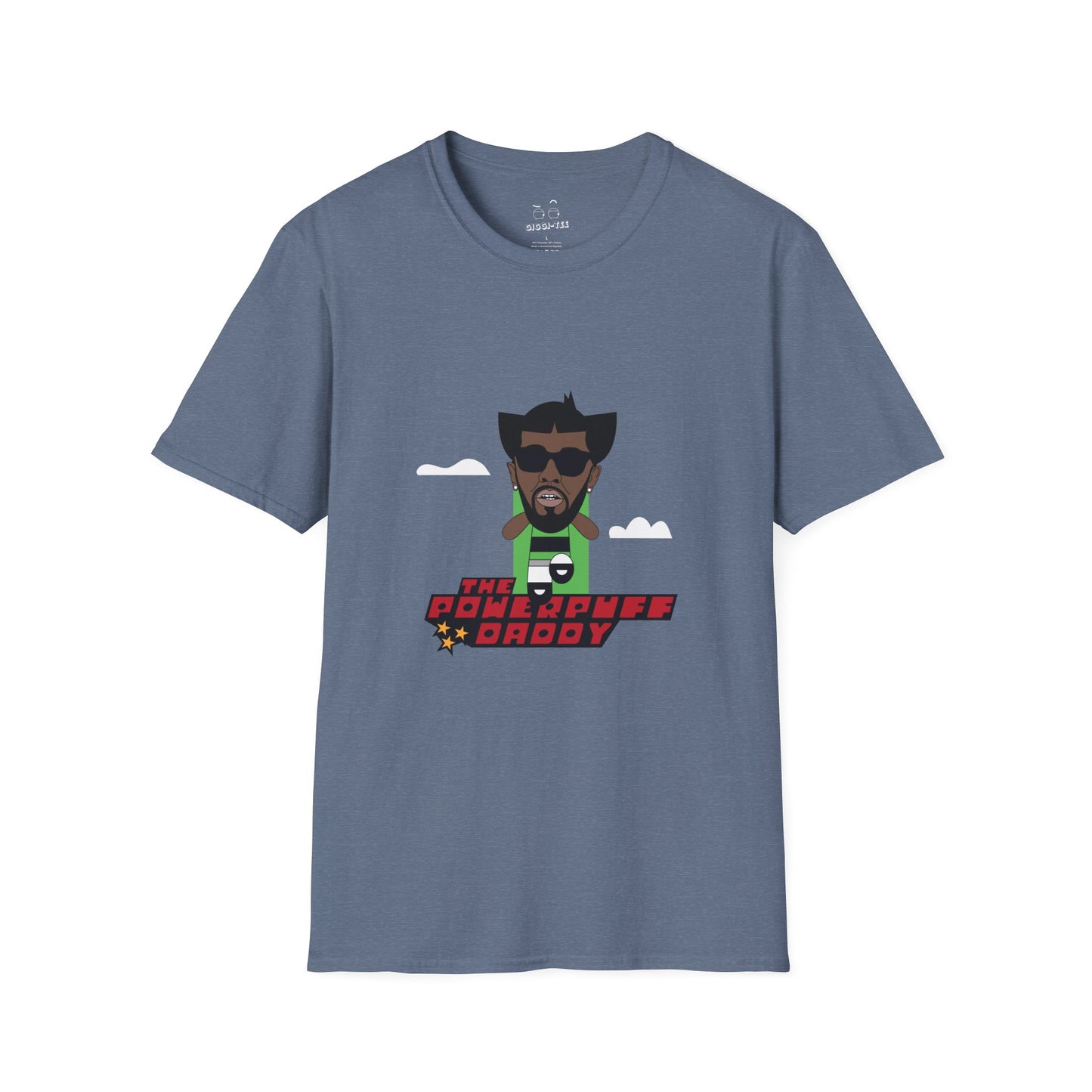 Powerpuff Daddy t-shirt parody of Puff Daddy in Powerpuff Girls style, Buttercup edition, funny hip-hop cartoon shirt.