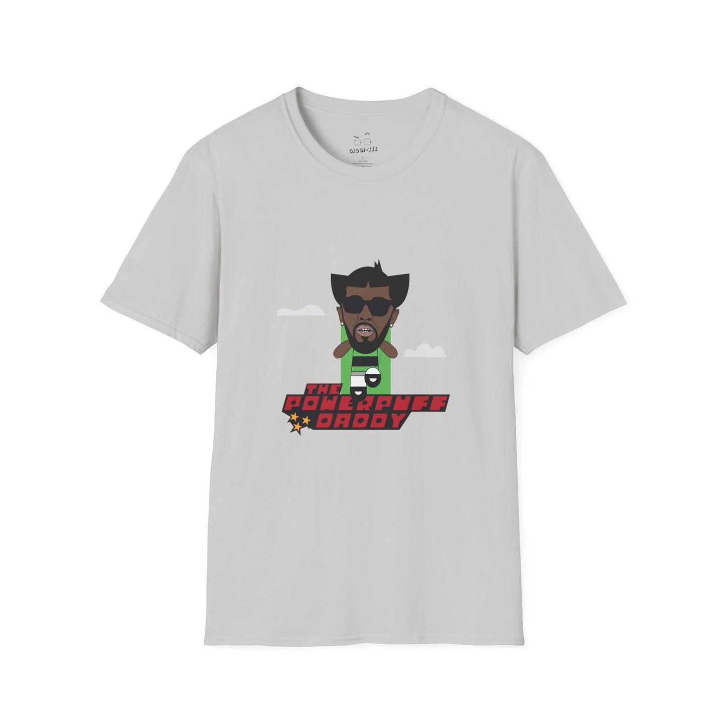 Powerpuff Daddy t-shirt parody of Puff Daddy in Powerpuff Girls style, Buttercup edition, funny hip-hop cartoon shirt.