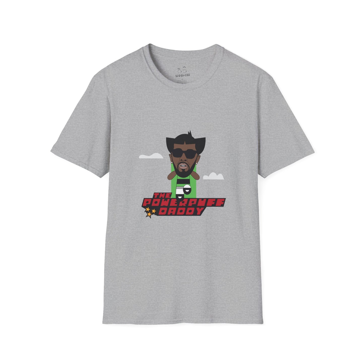 Powerpuff Daddy t-shirt parody of Puff Daddy in Powerpuff Girls style, Buttercup edition, funny hip-hop cartoon shirt.