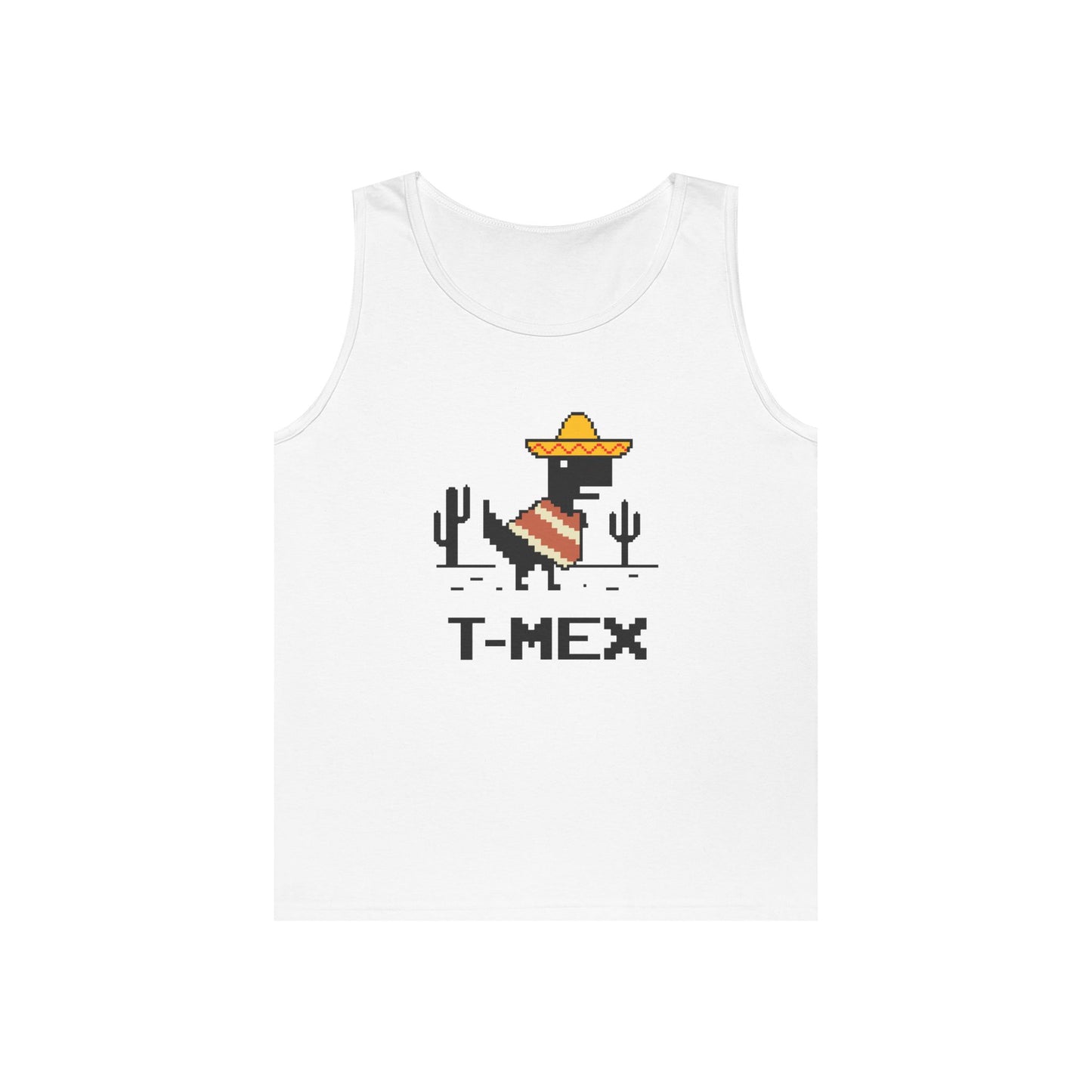 T-Mex Mexican T-Rex in sombrero and poncho 8-bit pixel art tank top
