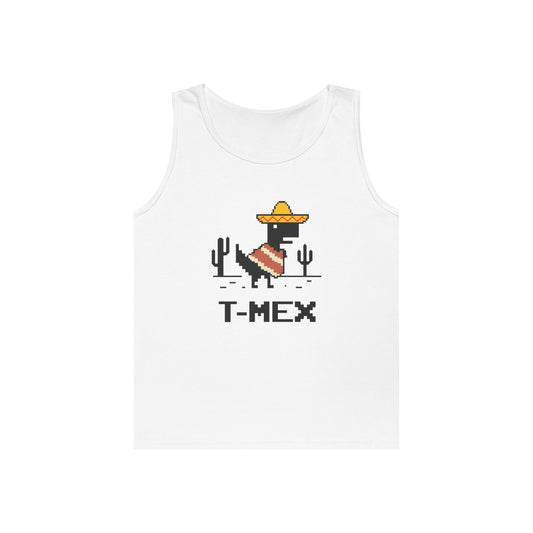 T-Mex Mexican T-Rex in sombrero and poncho 8-bit pixel art tank top