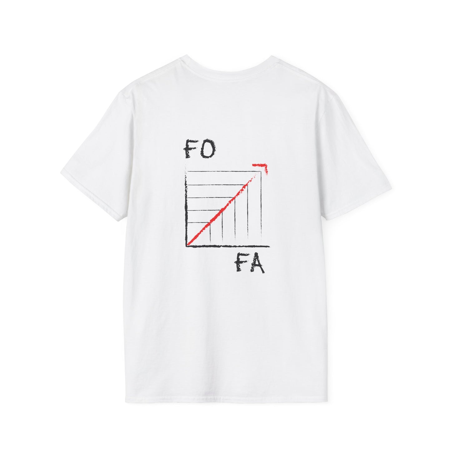 Back print shirt featuring a mathematical line graph with "Fuck Around" on the x-axis and "Find Out" on the y-axis, showing an upward arrow.