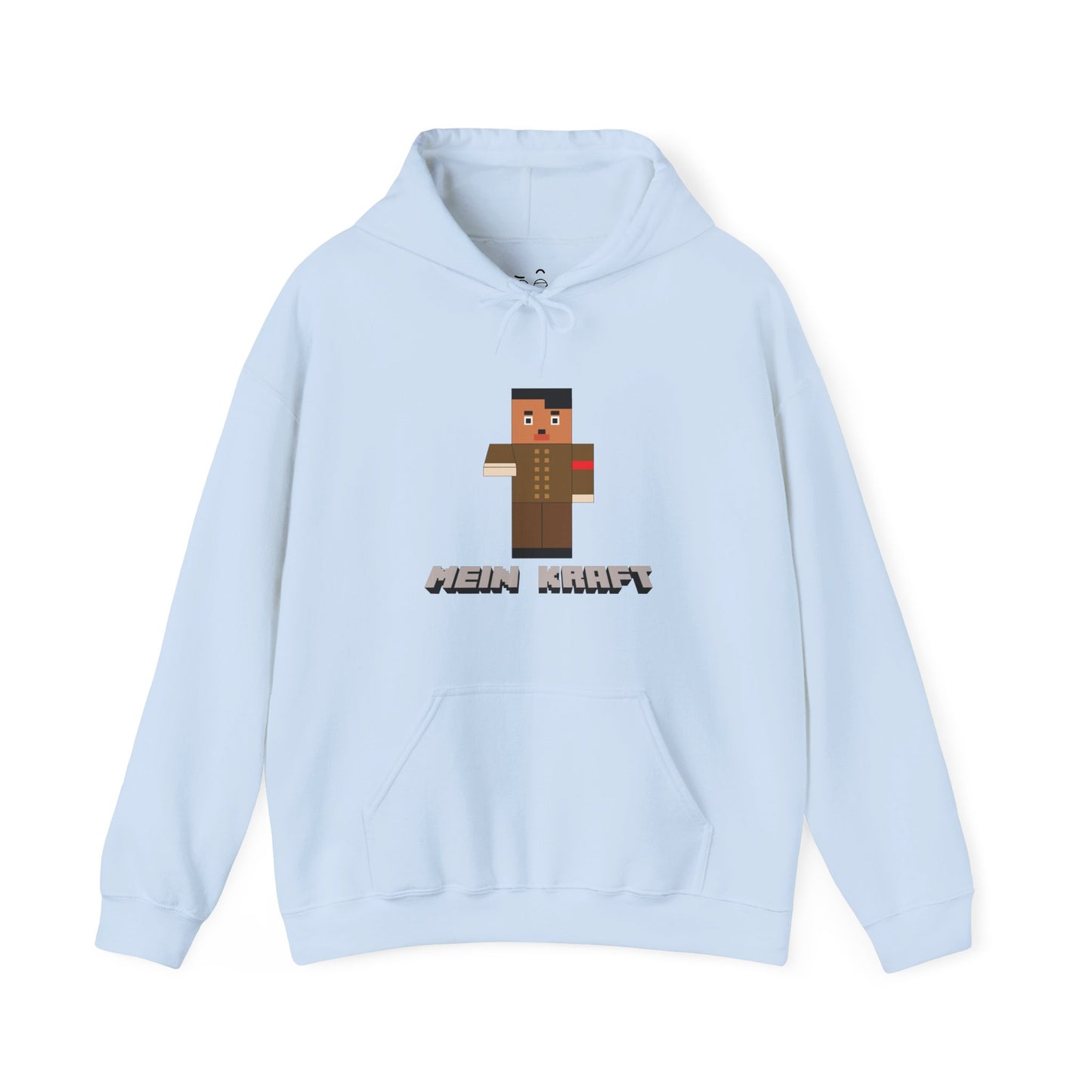 Mein Kraft parody hoodie featuring a Minecraft-style historical parody character in pixel-art design