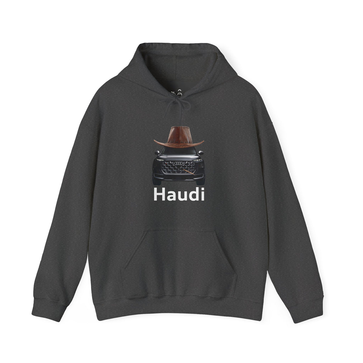 Haudi funny car hoodie with an Audi wearing a cowboy hat and toothpick