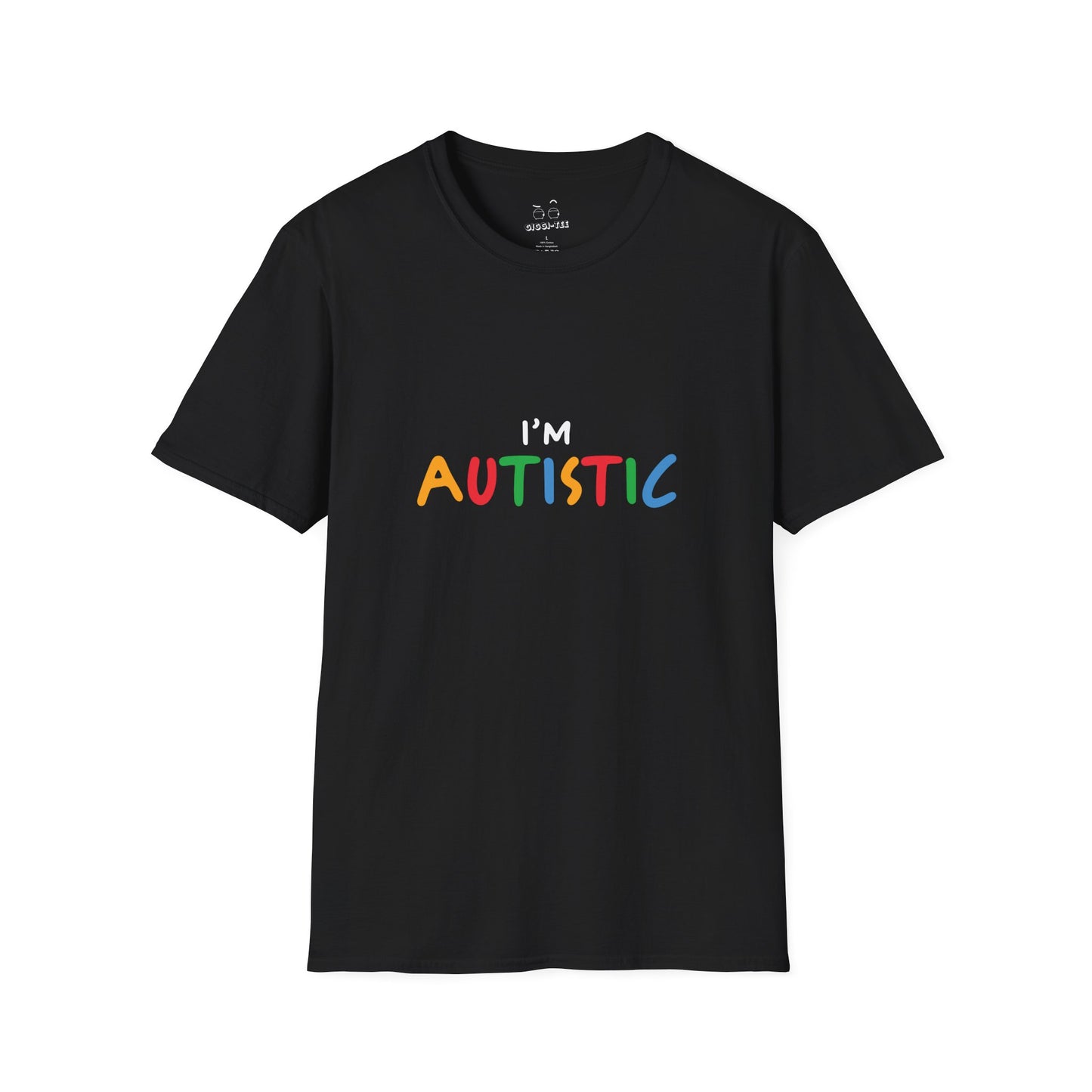 "I'm Autistic" funny statement shirt from a matching couple t-shirt set.