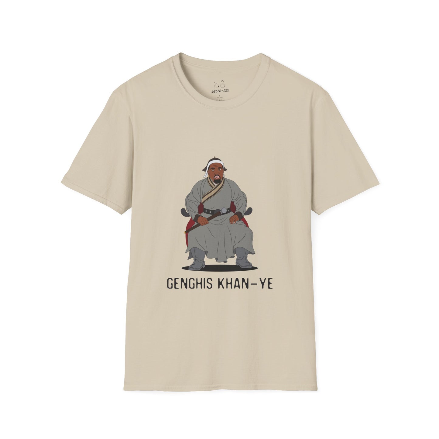 Genghis Khan Ye: Parody shirt illustration of Ye dressed as Genghis Khan in Mongolian armor. Funny hip hop culture pun.