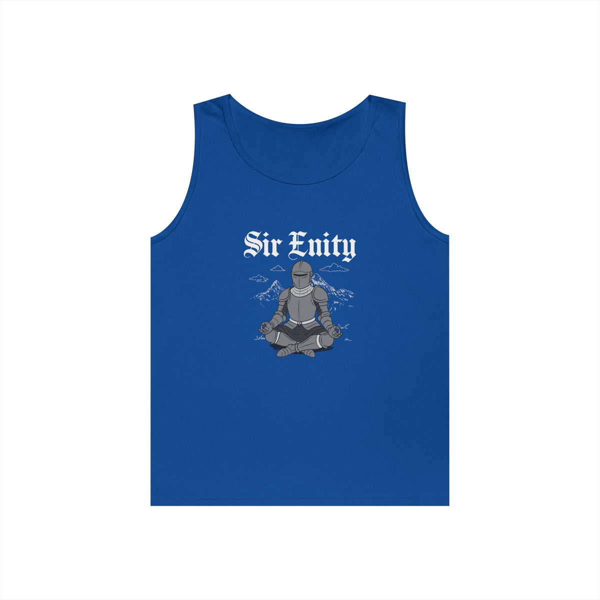 meditating knight in armor sir enity serenity pun tank top design