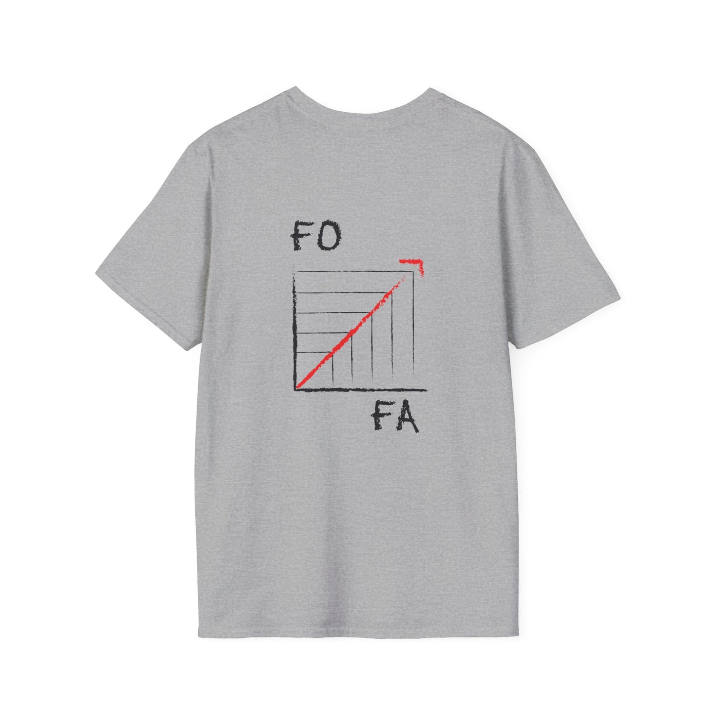 Back print shirt featuring a mathematical line graph with "Fuck Around" on the x-axis and "Find Out" on the y-axis, showing an upward arrow.