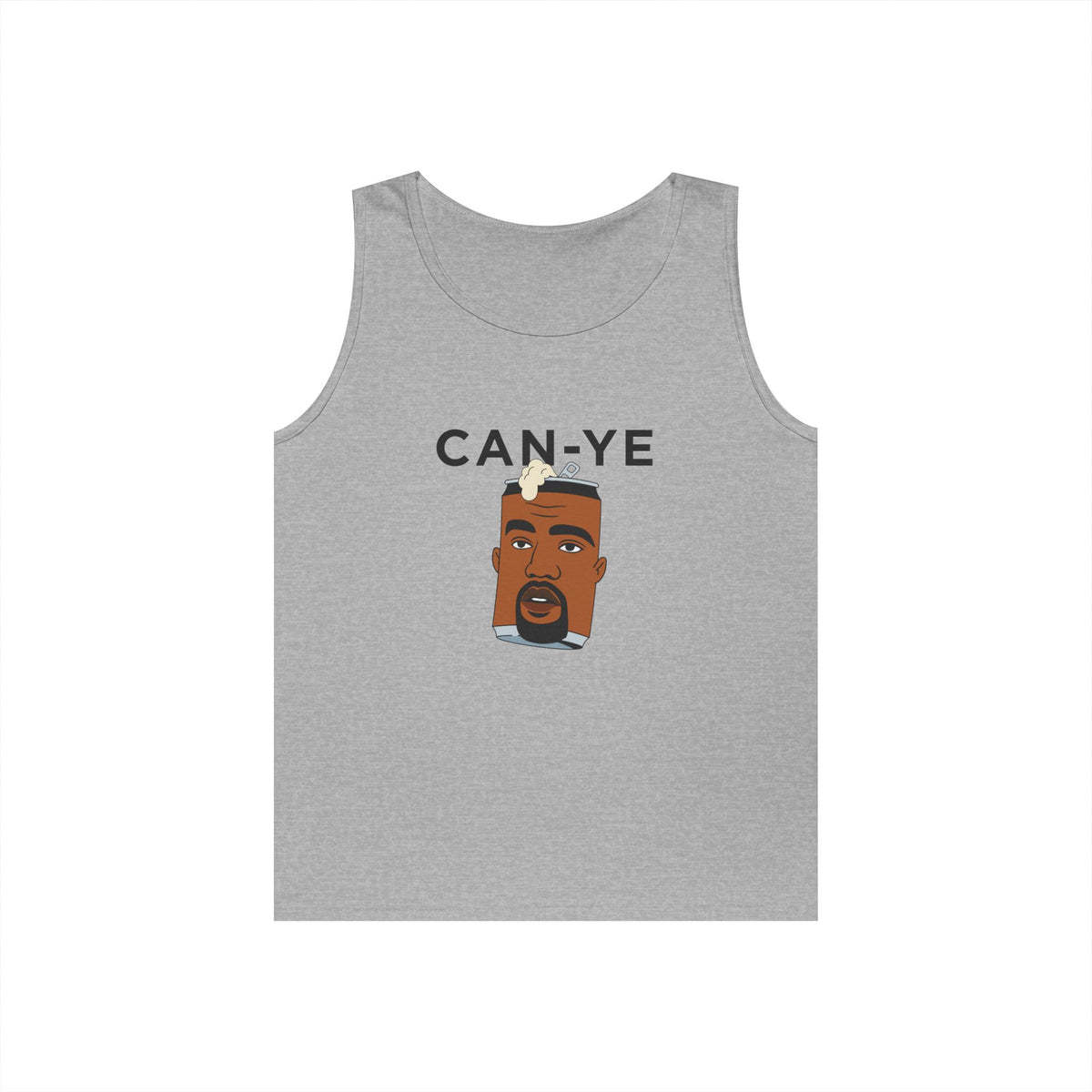 Can Ye funny tank top with canned Kanye West parody. Minimalist music humor design.