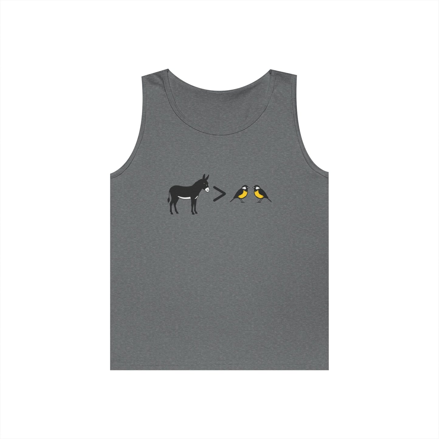 Ass greater than tits donkey and bird funny tank top design