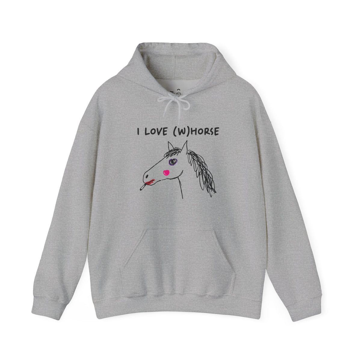 I Love (W)Horse funny smoking horse with makeup hand-drawn style hoodie